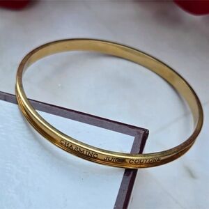 Juicy Couture Y2K Vintage Gold Bangle Bracelet “Charming Juicy Couture” Engraved